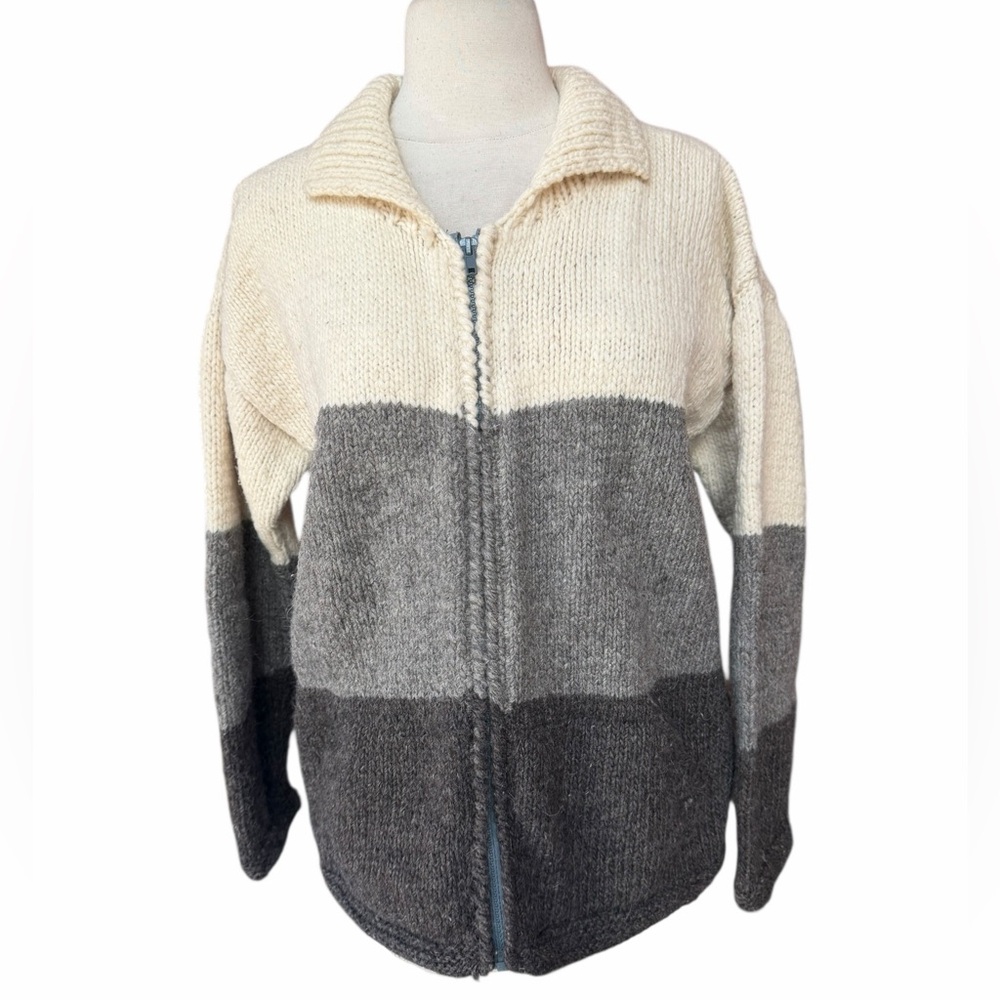 Late 80s/90s Purple Mountain Sweater Company 100% Wool Handmade Ecuador Full-Zip